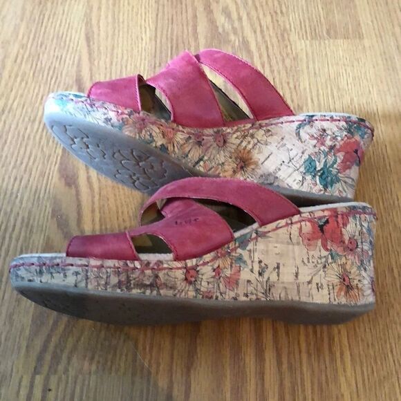 Boc red leather wedges sz 39 - Picture 3 of 7
